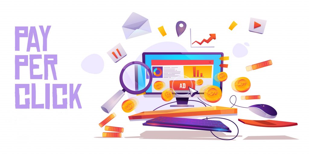 drawing of a computer screen displaying ppc ad campaign